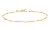 14kt Yellow Gold Plated Bracelet with Discs & Bead Details - 7.25"